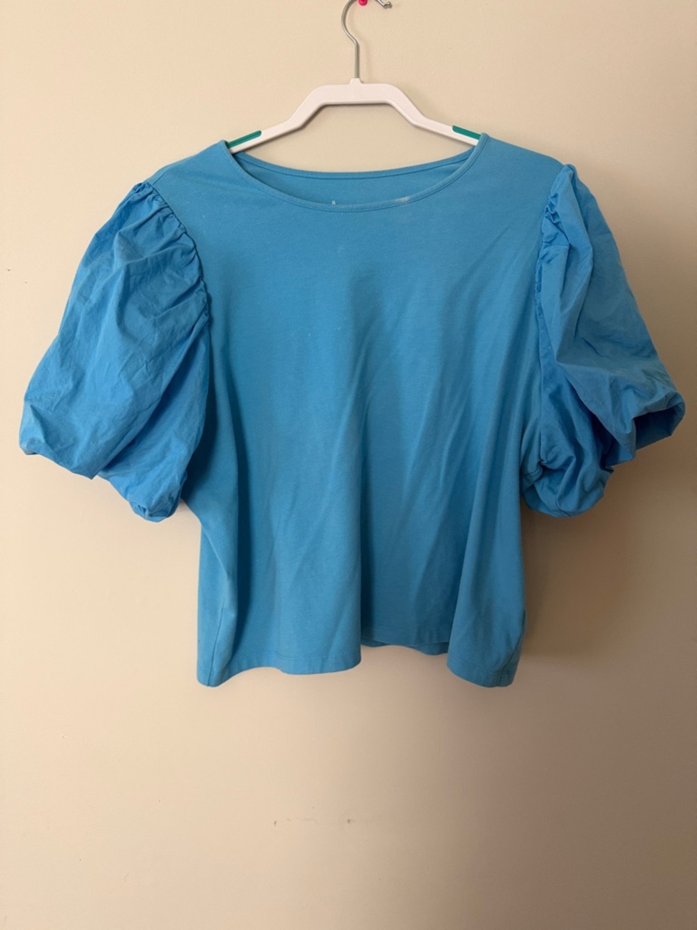 a new day Sky Blue Puff Sleeve Tee